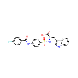 O=C(Nc1ccc(S(=O)(=O)N[C@H](Cc2c[nH]c3ccccc23)C(=O)O)cc1)c1ccc(F)cc1 ZINC000096923451