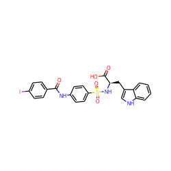 O=C(Nc1ccc(S(=O)(=O)N[C@H](Cc2c[nH]c3ccccc23)C(=O)O)cc1)c1ccc(I)cc1 ZINC000096923452