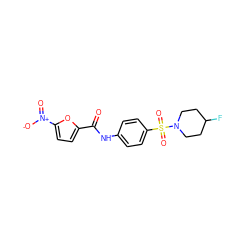 O=C(Nc1ccc(S(=O)(=O)N2CCC(F)CC2)cc1)c1ccc([N+](=O)[O-])o1 ZINC000198852144