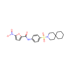 O=C(Nc1ccc(S(=O)(=O)N2CCC3(CCCCC3)CC2)cc1)c1ccc([N+](=O)[O-])o1 ZINC000198851926