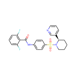 O=C(Nc1ccc(S(=O)(=O)N2CCCC[C@@H]2c2cccnc2)cc1)c1c(F)cccc1F ZINC000009391207