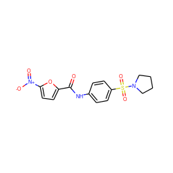 O=C(Nc1ccc(S(=O)(=O)N2CCCC2)cc1)c1ccc([N+](=O)[O-])o1 ZINC000003429110