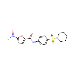 O=C(Nc1ccc(S(=O)(=O)N2CCCCC2)cc1)c1ccc([N+](=O)[O-])o1 ZINC000008290624