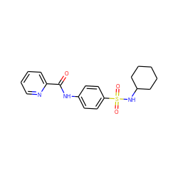 O=C(Nc1ccc(S(=O)(=O)NC2CCCCC2)cc1)c1ccccn1 ZINC000058590654