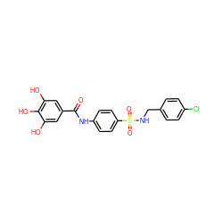 O=C(Nc1ccc(S(=O)(=O)NCc2ccc(Cl)cc2)cc1)c1cc(O)c(O)c(O)c1 ZINC000043080759