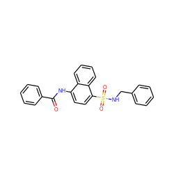 O=C(Nc1ccc(S(=O)(=O)NCc2ccccc2)c2ccccc12)c1ccccc1 ZINC000003962051