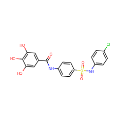 O=C(Nc1ccc(S(=O)(=O)Nc2ccc(Cl)cc2)cc1)c1cc(O)c(O)c(O)c1 ZINC000043025527