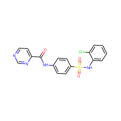 O=C(Nc1ccc(S(=O)(=O)Nc2ccccc2Cl)cc1)c1ccncn1 ZINC000058592804