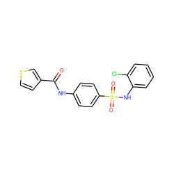 O=C(Nc1ccc(S(=O)(=O)Nc2ccccc2Cl)cc1)c1ccsc1 ZINC000058591304