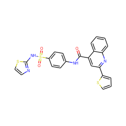 O=C(Nc1ccc(S(=O)(=O)Nc2nccs2)cc1)c1cc(-c2cccs2)nc2ccccc12 ZINC000002742413