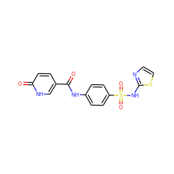 O=C(Nc1ccc(S(=O)(=O)Nc2nccs2)cc1)c1ccc(=O)[nH]c1 ZINC000013865699