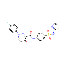 O=C(Nc1ccc(S(=O)(=O)Nc2nccs2)cc1)c1nn(-c2ccc(F)cc2)ccc1=O ZINC000009410315