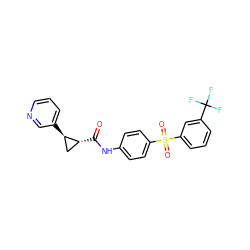 O=C(Nc1ccc(S(=O)(=O)c2cccc(C(F)(F)F)c2)cc1)[C@@H]1C[C@H]1c1cccnc1 ZINC000103241061