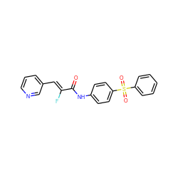 O=C(Nc1ccc(S(=O)(=O)c2ccccc2)cc1)/C(F)=C/c1cccnc1 ZINC000142335803