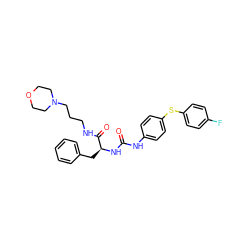 O=C(Nc1ccc(Sc2ccc(F)cc2)cc1)N[C@@H](Cc1ccccc1)C(=O)NCCCN1CCOCC1 ZINC000028341369