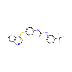 O=C(Nc1ccc(Sc2ccnc3ccsc23)cc1)Nc1cccc(C(F)(F)F)c1 ZINC000473113605