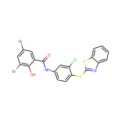 O=C(Nc1ccc(Sc2nc3ccccc3s2)c(Cl)c1)c1cc(Br)cc(Br)c1O ZINC000001954699