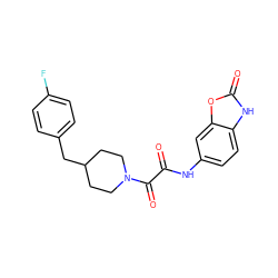 O=C(Nc1ccc2[nH]c(=O)oc2c1)C(=O)N1CCC(Cc2ccc(F)cc2)CC1 ZINC000028363953