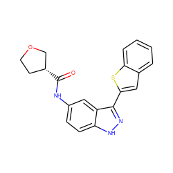 O=C(Nc1ccc2[nH]nc(-c3cc4ccccc4s3)c2c1)[C@@H]1CCOC1 ZINC000028966667