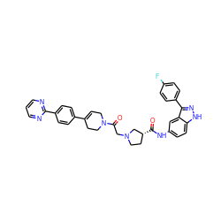 O=C(Nc1ccc2[nH]nc(-c3ccc(F)cc3)c2c1)[C@@H]1CCN(CC(=O)N2CC=C(c3ccc(-c4ncccn4)cc3)CC2)C1 ZINC000208171905