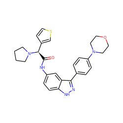 O=C(Nc1ccc2[nH]nc(-c3ccc(N4CCOCC4)cc3)c2c1)[C@H](c1ccsc1)N1CCCC1 ZINC000146803786