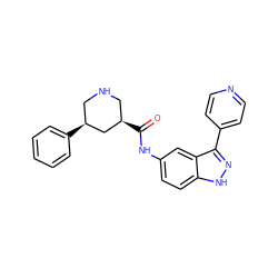 O=C(Nc1ccc2[nH]nc(-c3ccncc3)c2c1)[C@@H]1CNC[C@H](c2ccccc2)C1 ZINC000113251962