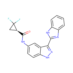 O=C(Nc1ccc2[nH]nc(-c3nc4ccccc4[nH]3)c2c1)[C@H]1CC1(F)F ZINC000146982097