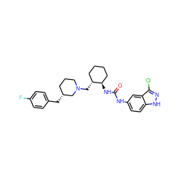 O=C(Nc1ccc2[nH]nc(Cl)c2c1)N[C@@H]1CCCC[C@H]1CN1CCC[C@@H](Cc2ccc(F)cc2)C1 ZINC000013613325