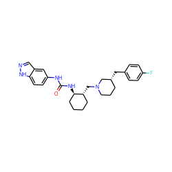 O=C(Nc1ccc2[nH]ncc2c1)N[C@@H]1CCCC[C@H]1CN1CCC[C@@H](Cc2ccc(F)cc2)C1 ZINC000013613319