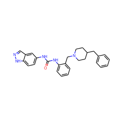 O=C(Nc1ccc2[nH]ncc2c1)Nc1ccccc1CN1CCC(Cc2ccccc2)CC1 ZINC000013475750