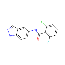 O=C(Nc1ccc2[nH]ncc2c1)c1c(F)cccc1Cl ZINC000020497170