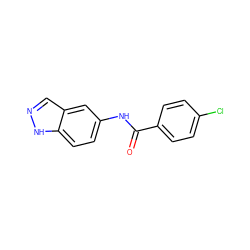 O=C(Nc1ccc2[nH]ncc2c1)c1ccc(Cl)cc1 ZINC000020478344