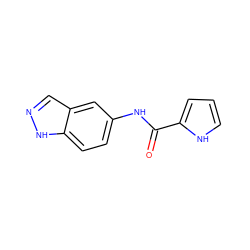 O=C(Nc1ccc2[nH]ncc2c1)c1ccc[nH]1 ZINC000078592051