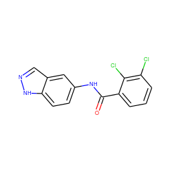 O=C(Nc1ccc2[nH]ncc2c1)c1cccc(Cl)c1Cl ZINC000020501435