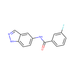 O=C(Nc1ccc2[nH]ncc2c1)c1cccc(F)c1 ZINC000006700488