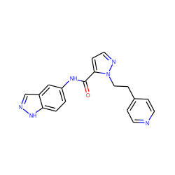 O=C(Nc1ccc2[nH]ncc2c1)c1ccnn1CCc1ccncc1 ZINC000028822054