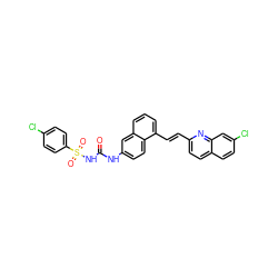 O=C(Nc1ccc2c(/C=C/c3ccc4ccc(Cl)cc4n3)cccc2c1)NS(=O)(=O)c1ccc(Cl)cc1 ZINC000029545414