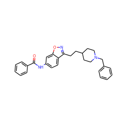 O=C(Nc1ccc2c(CCC3CCN(Cc4ccccc4)CC3)noc2c1)c1ccccc1 ZINC000003783350