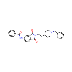 O=C(Nc1ccc2c(c1)C(=O)N(CCC1CCN(Cc3ccccc3)CC1)C2=O)c1ccccc1 ZINC000000598356