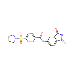 O=C(Nc1ccc2c(c1)C(=O)NC2=O)c1ccc(S(=O)(=O)N2CCCC2)cc1 ZINC000004263857