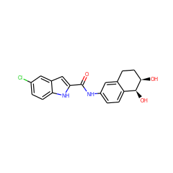 O=C(Nc1ccc2c(c1)CC[C@@H](O)[C@H]2O)c1cc2cc(Cl)ccc2[nH]1 ZINC000040861044