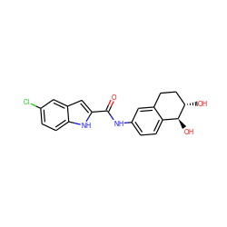 O=C(Nc1ccc2c(c1)CC[C@H](O)[C@H]2O)c1cc2cc(Cl)ccc2[nH]1 ZINC000040379837