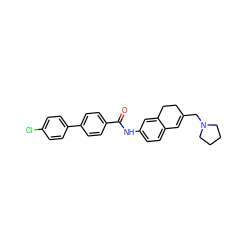 O=C(Nc1ccc2c(c1)CCC(CN1CCCC1)=C2)c1ccc(-c2ccc(Cl)cc2)cc1 ZINC000072114512