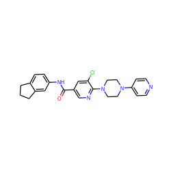 O=C(Nc1ccc2c(c1)CCC2)c1cnc(N2CCN(c3ccncc3)CC2)c(Cl)c1 ZINC000045166905