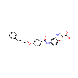 O=C(Nc1ccc2c(c1)NC[C@@H](C(=O)O)O2)c1ccc(OCCCCc2ccccc2)cc1 ZINC000299820827