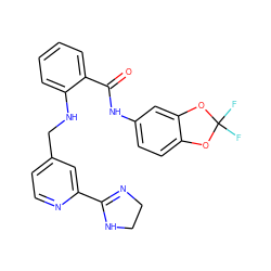 O=C(Nc1ccc2c(c1)OC(F)(F)O2)c1ccccc1NCc1ccnc(C2=NCCN2)c1 ZINC000028951775