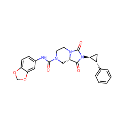 O=C(Nc1ccc2c(c1)OCO2)N1CCN2C(=O)N([C@H]3C[C@@H]3c3ccccc3)C(=O)[C@@H]2C1 ZINC000072175523