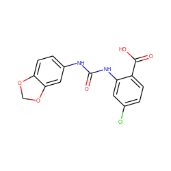 O=C(Nc1ccc2c(c1)OCO2)Nc1cc(Cl)ccc1C(=O)O ZINC000013531927