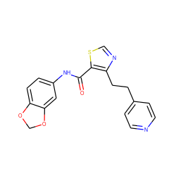 O=C(Nc1ccc2c(c1)OCO2)c1scnc1CCc1ccncc1 ZINC000014946564