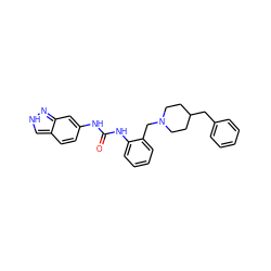 O=C(Nc1ccc2c[nH]nc2c1)Nc1ccccc1CN1CCC(Cc2ccccc2)CC1 ZINC000013475752